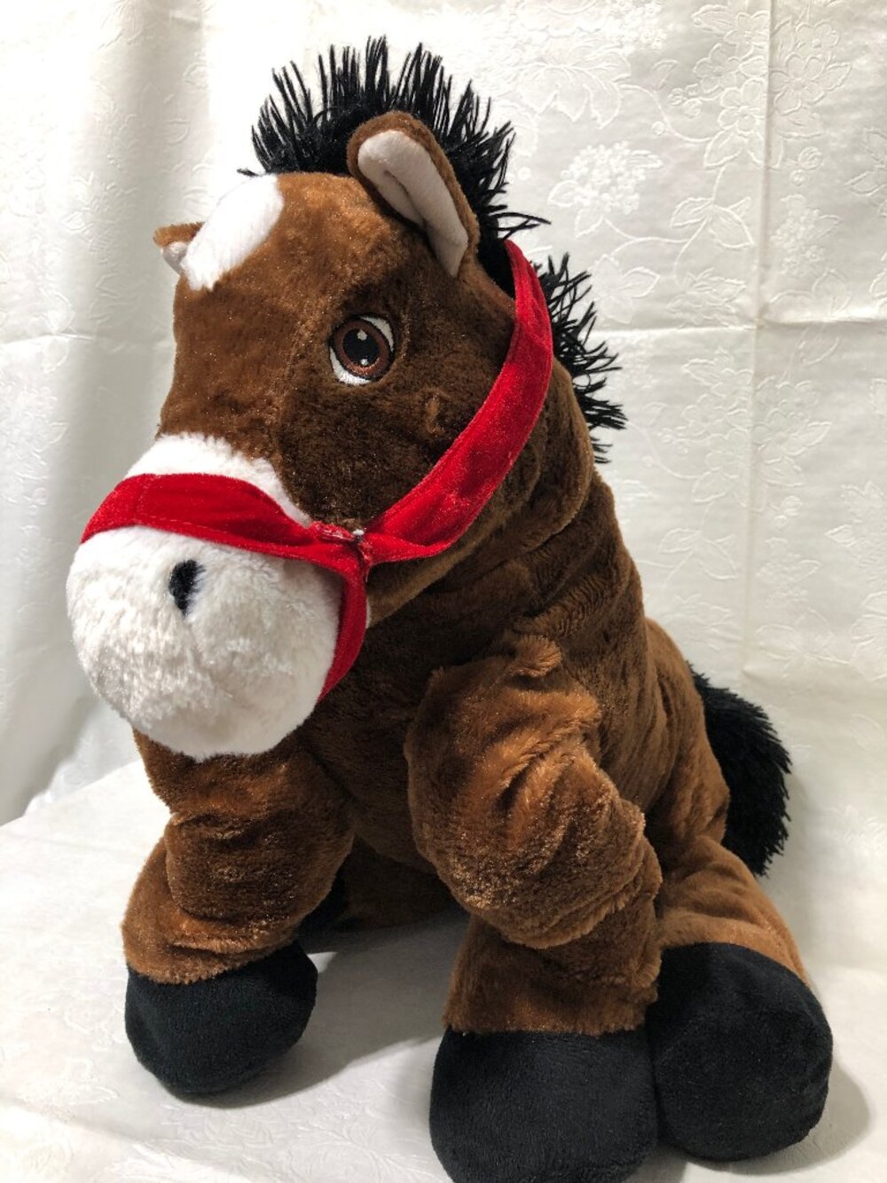 Dan Dee Brown Large Horse Plush Stuffed Animal Floppy Soft Red Harness